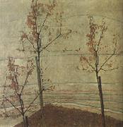 Egon Schiele Autumn Trees oil